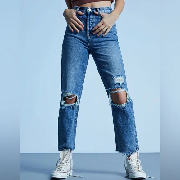PacSun Jeans Pacsun Eco Medium Blue Distressed High Waisted